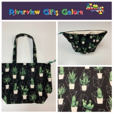 Large Tote Bag With Zip - Cactus Large Tote Bag With Zip - Cactus